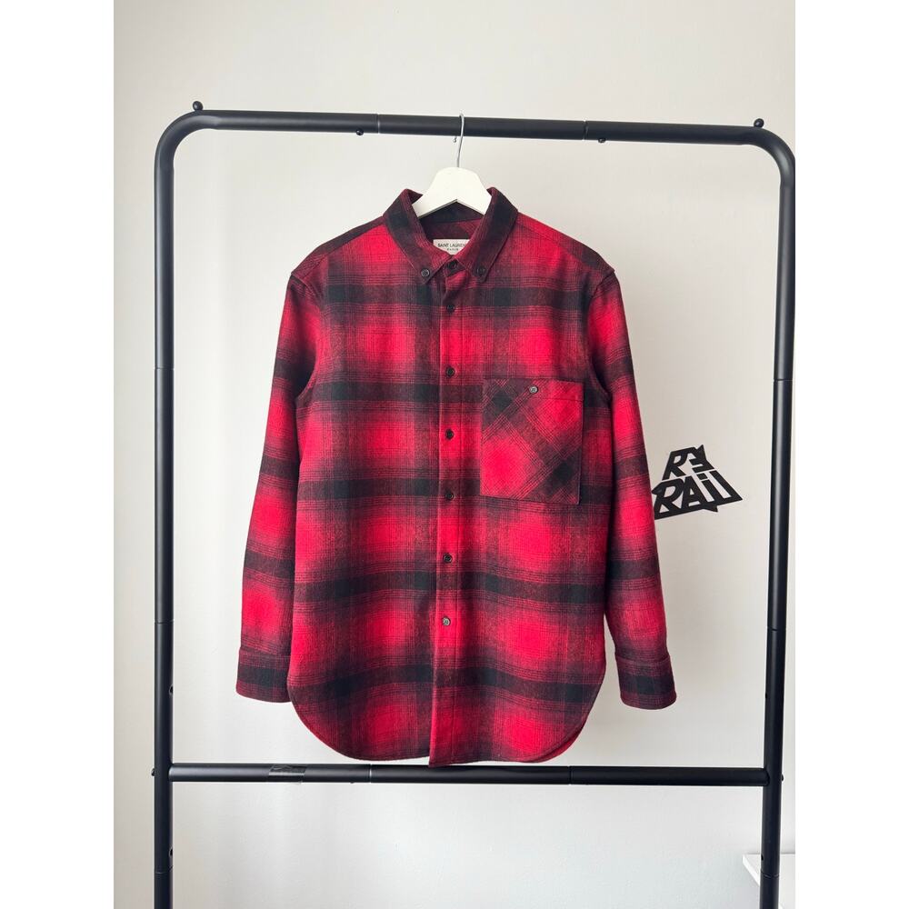 Saint Laurent Brushed Plaid Overshirt